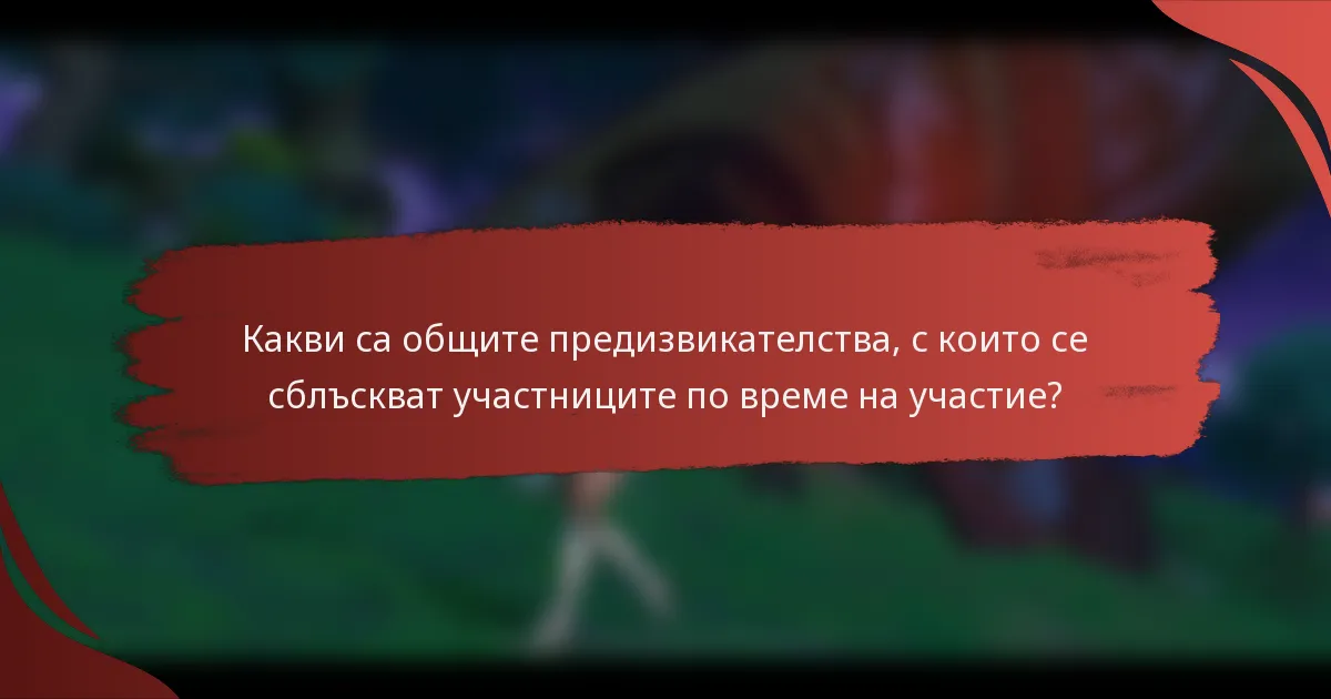 Какви са общите предизвикателства, с които се сблъскват участниците по време на участие?